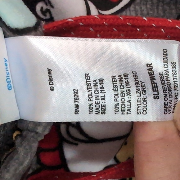 Disney Grey Mickey Mouse Donald Duck Plush Pajama Pant size Extra Large - Picture 4 of 6